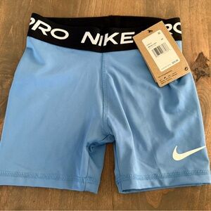 Nike Light Blue Pro Shorts with Black Waistband